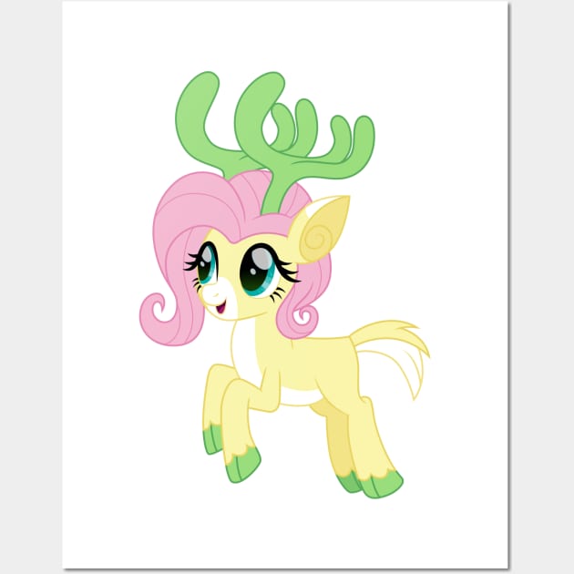 Fluttershy reindeer Wall Art by CloudyGlow